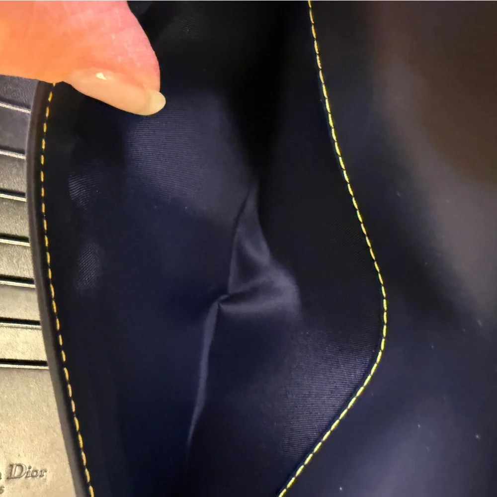 Dior Navy Blue Monogram Trotter Saddle Flap Long Wallet
